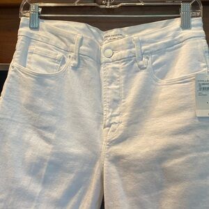 Good American white kick crop denim jeans